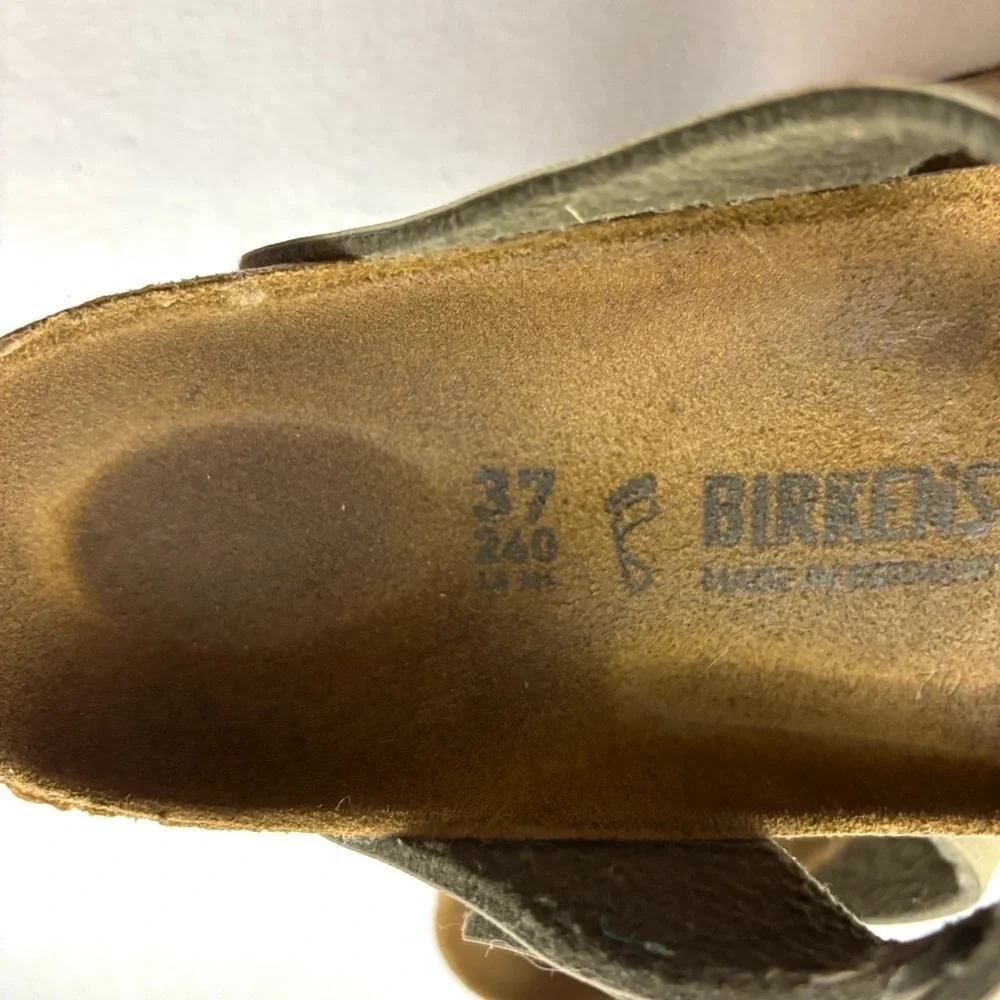 Birkenstock Gizeh Tobacco Brown Leather Cork‎ Sole Thong Boho Sandal Size 37